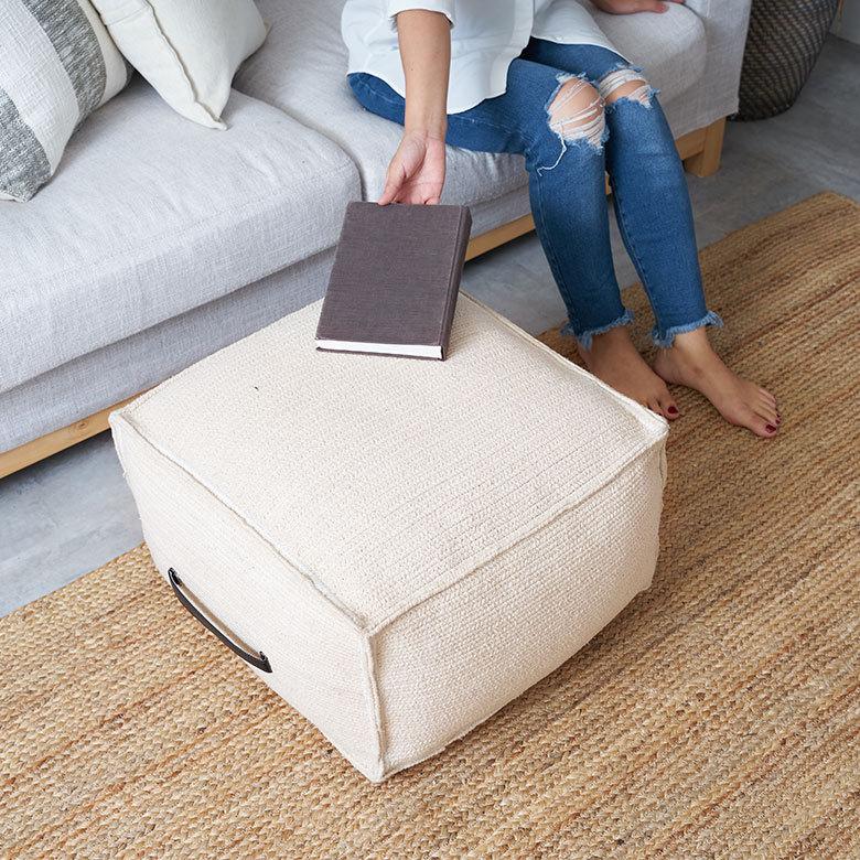 プフ スツール オットマン プーフ フロアスツール 四角 スクエア ホワイト 白 コットン 綿 W54×D54×H36cm 34514 |  | 07