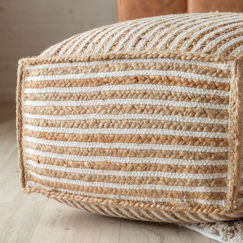 プフ スツール オットマン プーフ フロアスツール 四角 スクエア ボーダー ジュート W54×D54×H40cm 34515 |  | 16