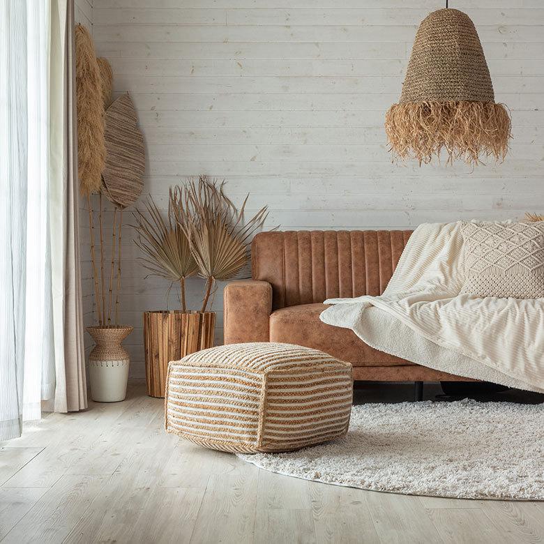 プフ スツール オットマン プーフ フロアスツール 四角 スクエア ボーダー ジュート W54×D54×H40cm 34515 |  | 17