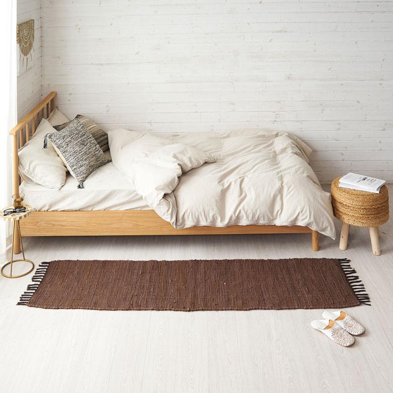 キッチンマット フリンジ 無地 インド製 約 45×180cm ラグ 夏用