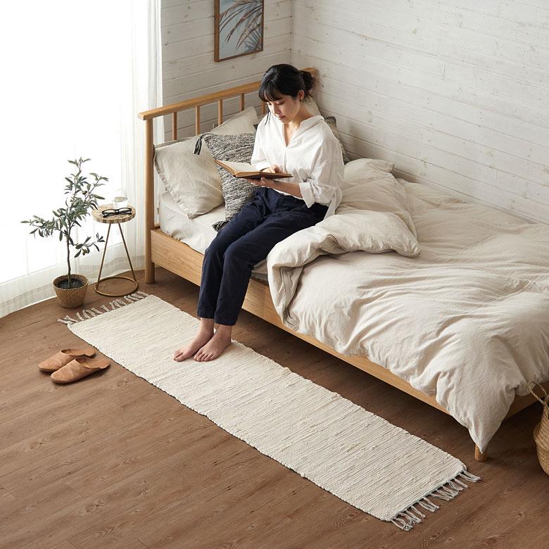 キッチンマット フリンジ 無地 インド製 約 45×180cm ラグ 夏用