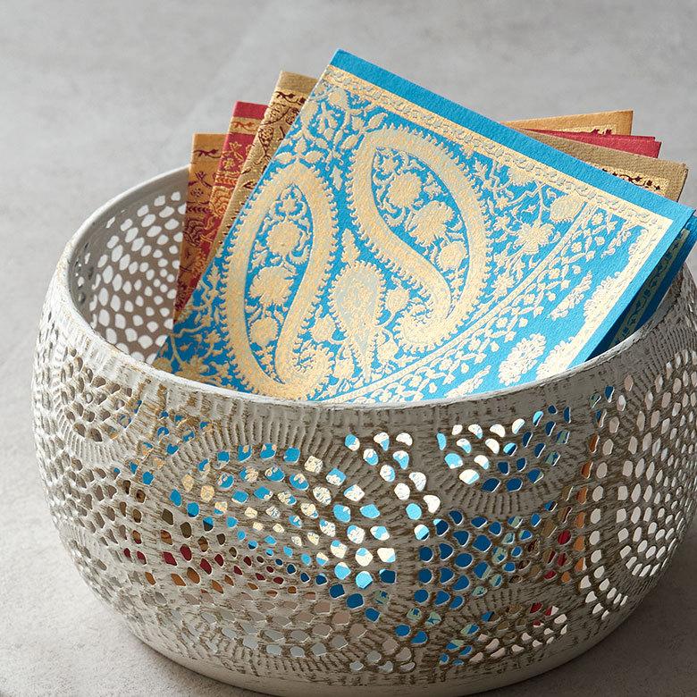 メール便対応 メッセージカード ペイズリー柄 インド 見開き 2つ折り 正方形 12.7cm 34536 |  | 12