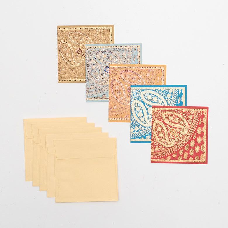メール便対応 メッセージカード ペイズリー柄 インド 見開き 2つ折り 正方形 12.7cm 34536 |  | 16