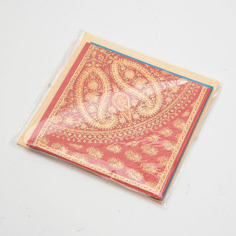 メール便対応 メッセージカード ペイズリー柄 インド 見開き 2つ折り 正方形 12.7cm 34536 |  | 18