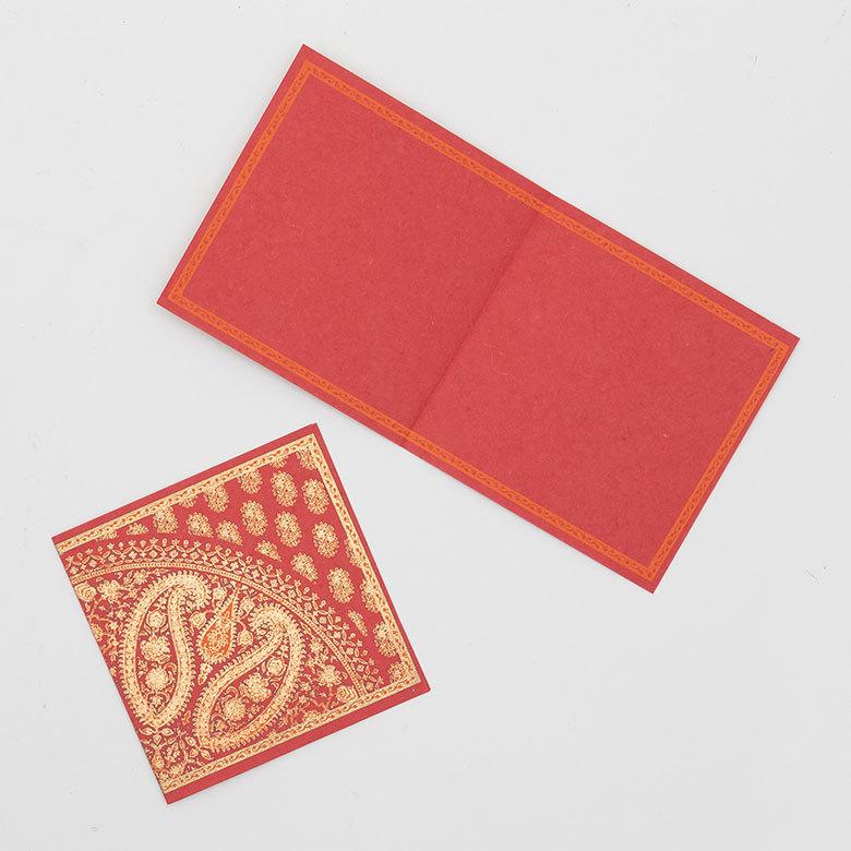 メール便対応 メッセージカード ペイズリー柄 インド 見開き 2つ折り 正方形 12.7cm 34536 |  | 19