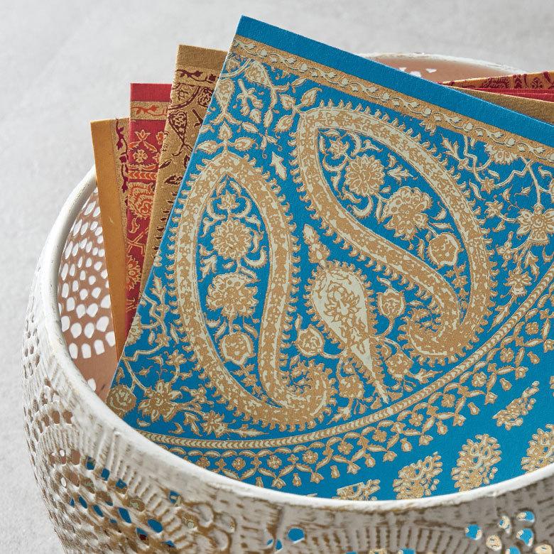 メール便対応 メッセージカード ペイズリー柄 インド 見開き 2つ折り 正方形 12.7cm 34536 |  | 02