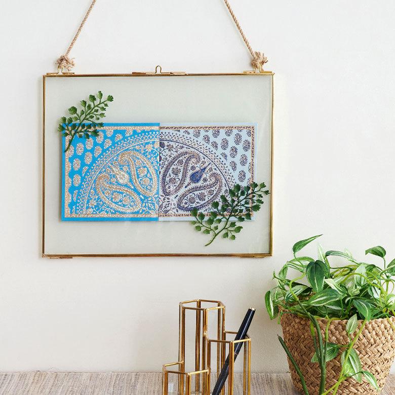 メール便対応 メッセージカード ペイズリー柄 インド 見開き 2つ折り 正方形 12.7cm 34536 |  | 04