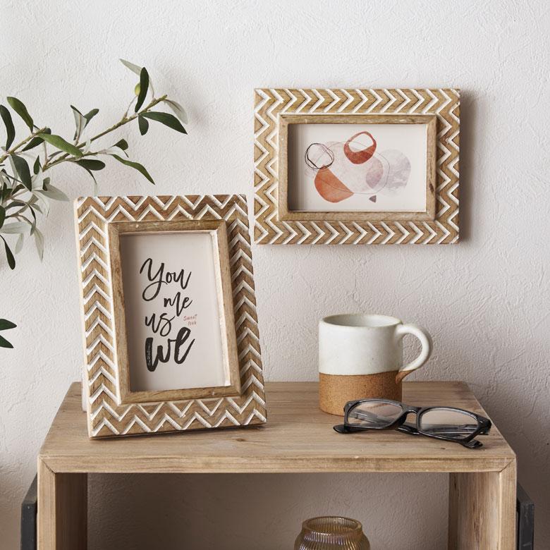 フォトフレーム 写真立て 木製 マンゴーウッド シェブロン 縦 横置き