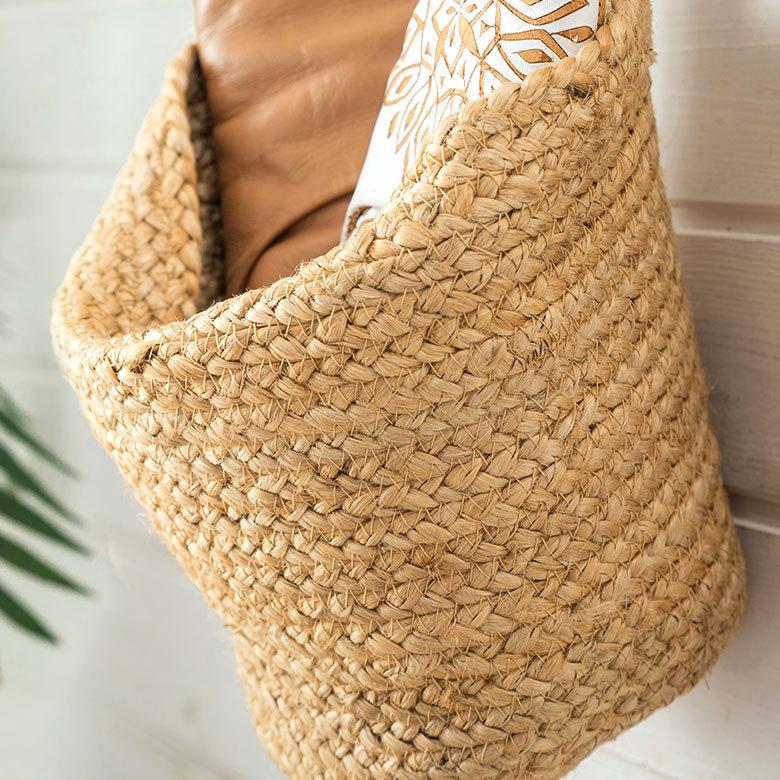 バスケット 吊り下げ かご カゴ ジュート 麻 円形 Sサイズ 収納