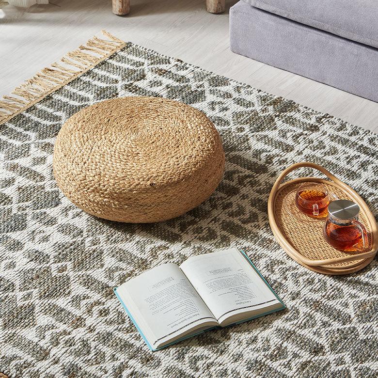 フロア クッション 座布団 ジュート 麻 丸型 円形 ラウンド ざぶとん