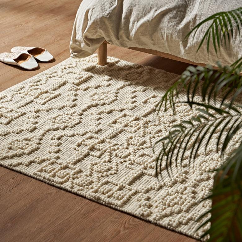 ラグ マット コットン ウール 100 × 140cm 約 1畳 オールシーズン 春 夏 秋 冬 吸湿 速乾 保温 絨毯 敷物 幅140 おしゃれ 北欧 モロッカン アジアン 34595_4