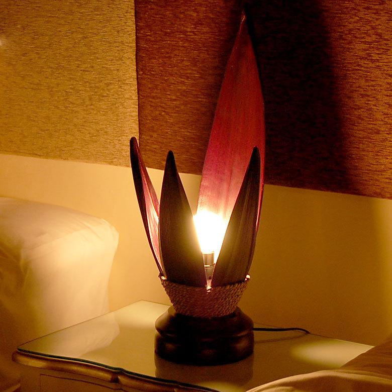 アジアン照明 パームリーフ アジアン ランプ ダークブラウン 4122