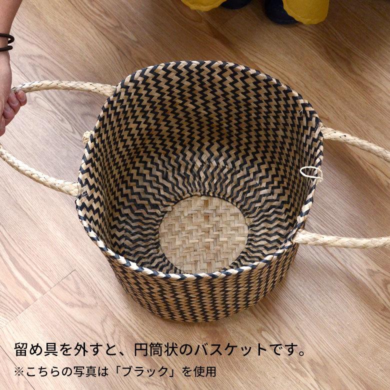 バスケット トートバッグ シーグラス製 シェブロン柄 ホワイト ビッグ