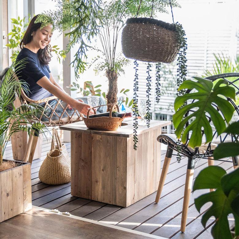 プランターカバー ウッドプランターボックス ウッドプランターカバー スクエア型 Lサイズ インナーポット付き 底穴なし 外寸 43.5×43.5cm 高さ43.5cm a-51 | ブランド登録なし | 14