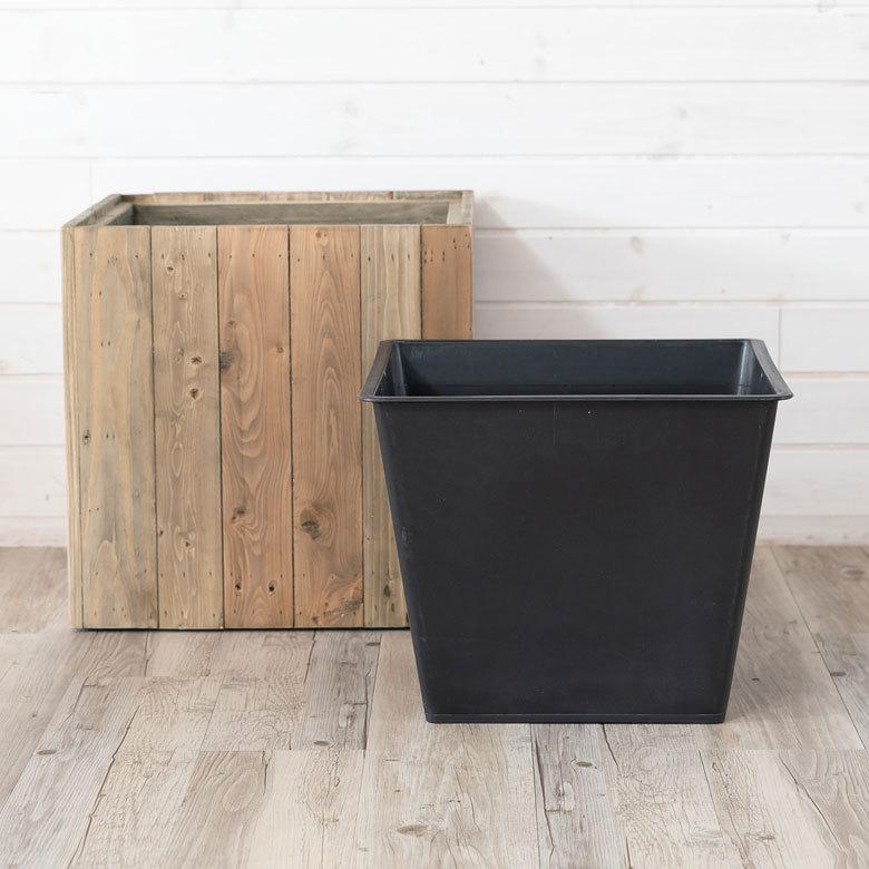 プランターカバー ウッドプランターボックス ウッドプランターカバー スクエア型 Lサイズ インナーポット付き 底穴なし 外寸 43.5×43.5cm 高さ43.5cm a-51 | ブランド登録なし | 15