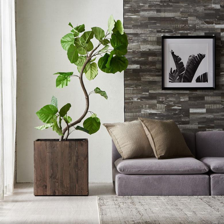 プランターカバー ウッドプランターボックス ウッドプランターカバー スクエア型 Lサイズ インナーポット付き 底穴なし 外寸 43.5×43.5cm 高さ43.5cm a-51 | ブランド登録なし | 05