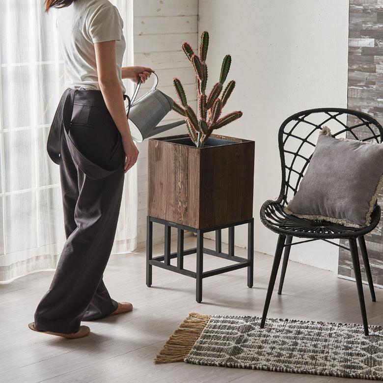 プランターカバー ウッドプランターボックス ウッドプランターカバー スクエア型 Mサイズ 7号用 インナーポット付き 底穴なし 外寸 33.5cm×33.5cm b-51 | ブランド登録なし | 12