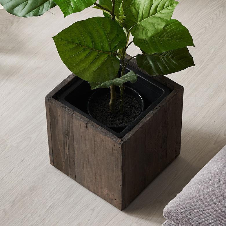 プランターカバー ウッドプランターボックス ウッドプランターカバー スクエア型 Sサイズ 5号用 インナーポット付き 底穴なし 木製 外寸 24.5×24.5cm c-51 | ブランド登録なし | 10