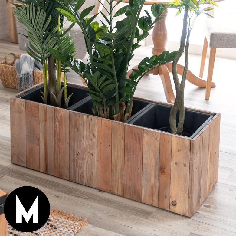 プランターカバー ウッド プランターボックス 長方形 3分割大 7号用×3 インナーポット付き 底穴なし 木製 外寸 幅93.5cm 奥行33.5cm 高さ35cm n-51 | ブランド登録なし