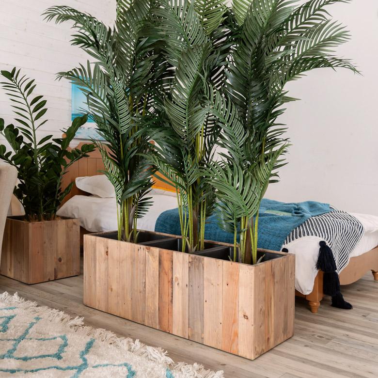 プランターカバー ウッド プランターボックス 長方形 3分割大 7号用×3 インナーポット付き 底穴なし 木製 外寸 幅93.5cm 奥行33.5cm 高さ35cm n-51 | ブランド登録なし | 12