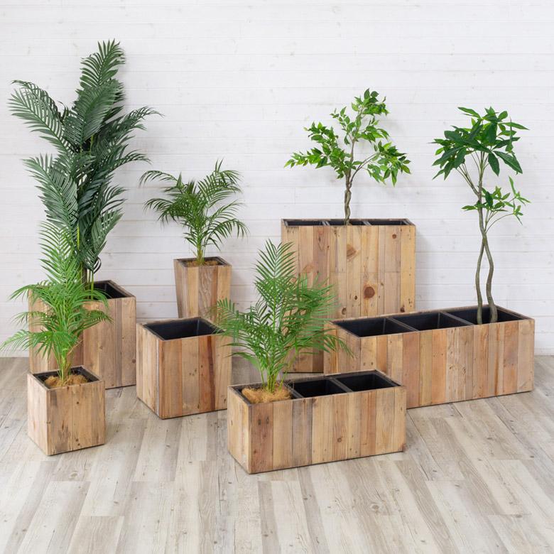 プランターカバー ウッド プランターボックス 長方形 3分割小 5号用×3 インナーポット付き 底穴なし 木製 外寸 幅66.5cm 奥行24.5cm 高さ26cm o-51 | ブランド登録なし | 12