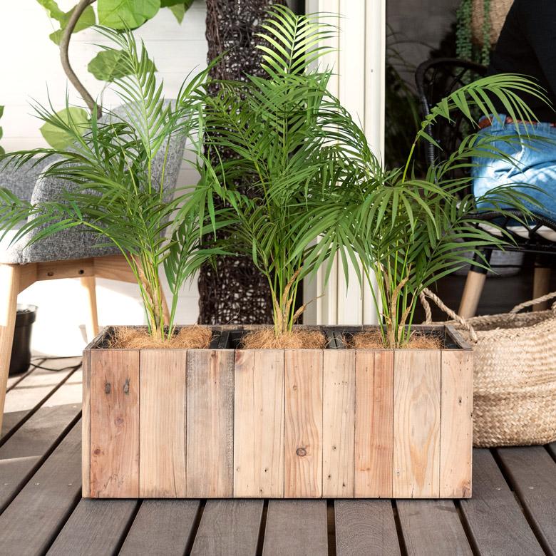 プランターカバー ウッド プランターボックス 長方形 3分割小 5号用×3 インナーポット付き 底穴なし 木製 外寸 幅66.5cm 奥行24.5cm 高さ26cm o-51 | ブランド登録なし | 14
