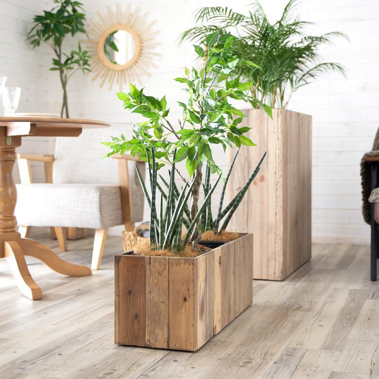 プランターカバー ウッド プランターボックス 長方形 3分割小 5号用×3 インナーポット付き 底穴なし 木製 外寸 幅66.5cm 奥行24.5cm 高さ26cm o-51 | ブランド登録なし | 04