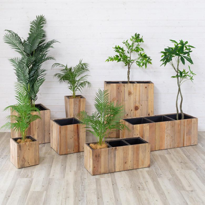 プランターカバー ウッド プランター ボックス 長方形 3分割 トール スクエア型 5号用×3 インナーポット付 底穴なし 木製 51171 |  | 12