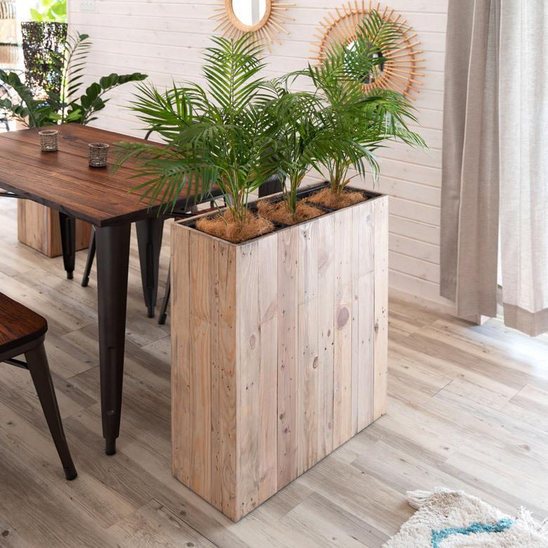 プランターカバー ウッド プランター ボックス 長方形 3分割 トール スクエア型 5号用×3 インナーポット付 底穴なし 木製 51171 |  | 17