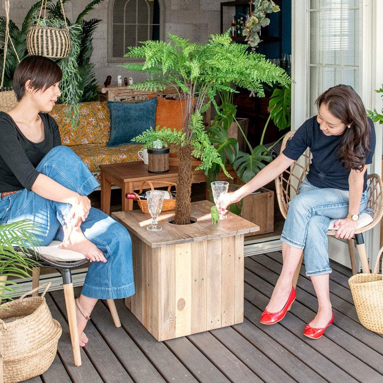 プランター テーブル プレート 正方形 カバー 蓋 ふた 天板 53.5cm L 木 製 ウッド 植木 鉢 植え テーブル サイド おしゃれ 北欧 家具 インテリア アジアン a-5 | ブランド登録なし | 15