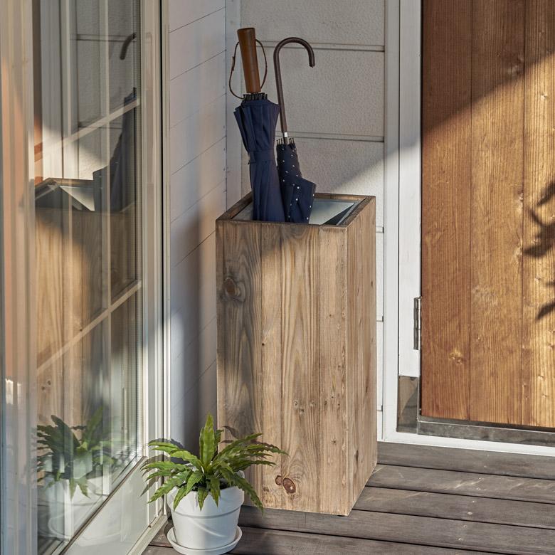 傘立て スリム角型 古木風仕上げ 木製 幅24.5cm Botanique ボタニーク アンティーク風 店舗用 業務用 北欧 ナチュラル おしゃれ アジアン 新生活 q-51 | ブランド登録なし | 13