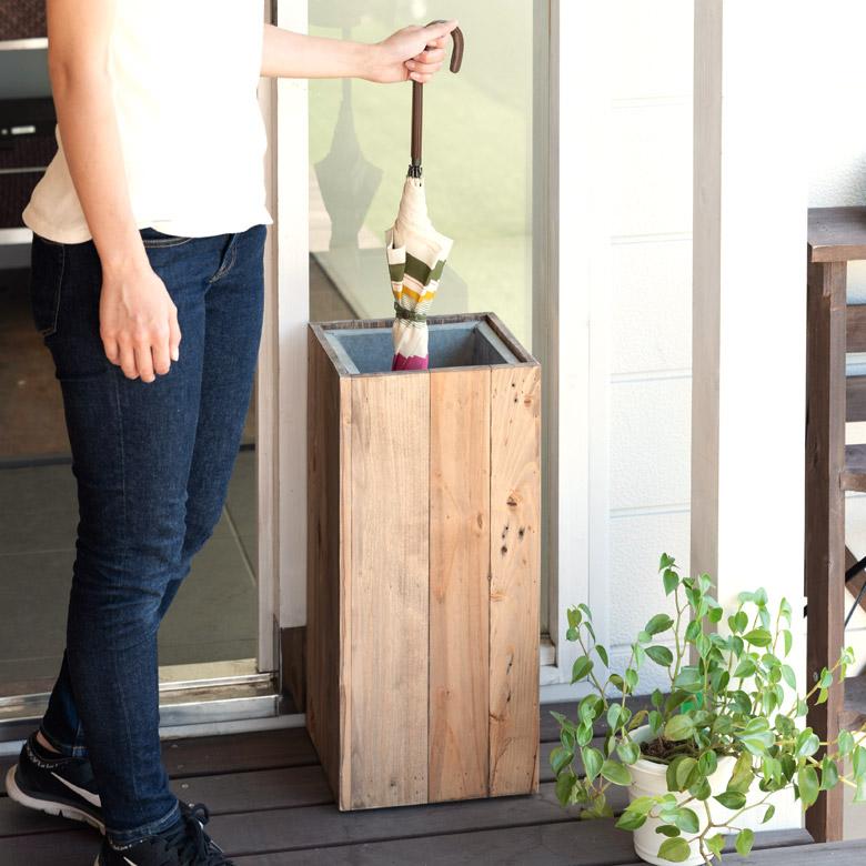 傘立て スリム角型 古木風仕上げ 木製 幅24.5cm Botanique ボタニーク アンティーク風 店舗用 業務用 北欧 ナチュラル おしゃれ アジアン 新生活 q-51 | ブランド登録なし | 04