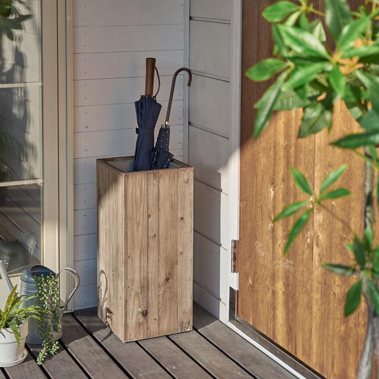 傘立て スリム角型 古木風仕上げ 木製 幅24.5cm Botanique ボタニーク アンティーク風 店舗用 業務用 北欧 ナチュラル おしゃれ アジアン 新生活 q-51 | ブランド登録なし | 05