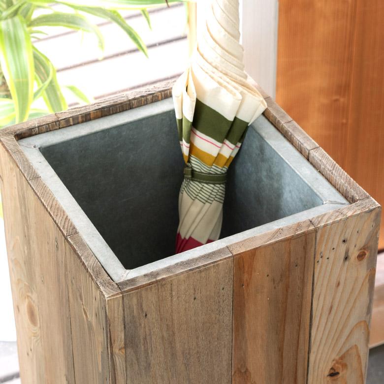 傘立て スリム角型 古木風仕上げ 木製 幅24.5cm Botanique ボタニーク アンティーク風 店舗用 業務用 北欧 ナチュラル おしゃれ アジアン 新生活 q-51 | ブランド登録なし | 06