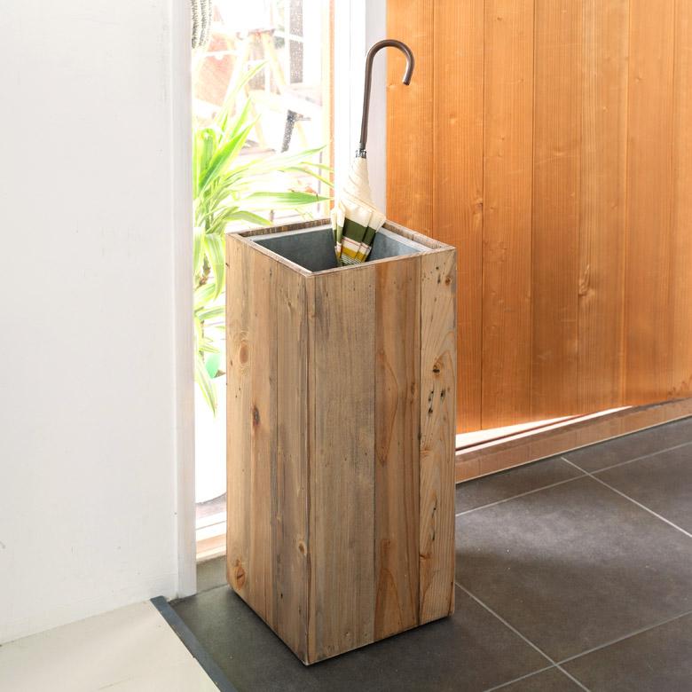 傘立て スリム角型 古木風仕上げ 木製 幅24.5cm Botanique ボタニーク