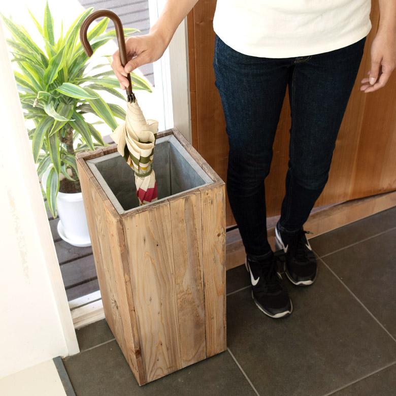 傘立て スリム角型 古木風仕上げ 木製 幅24.5cm Botanique ボタニーク アンティーク風 店舗用 業務用 北欧 ナチュラル おしゃれ アジアン 新生活 q-51 | ブランド登録なし | 10