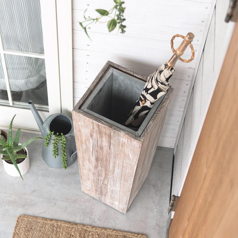 傘立て スリム 角型 古木風仕上げ 木製 ホワイトウォッシュ W 約 24.5cm D 24.5cm H 55cm 51257-wh |  | 15