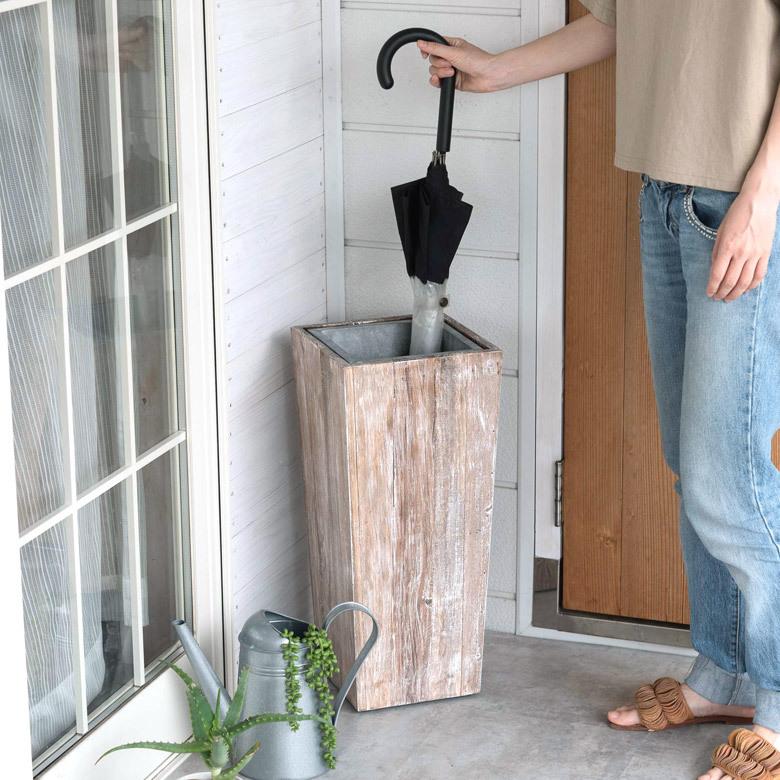 傘立て スリム 角型 古木風仕上げ 木製 ホワイトウォッシュ W 約 24.5cm D 24.5cm H 55cm 51257-wh |  | 02