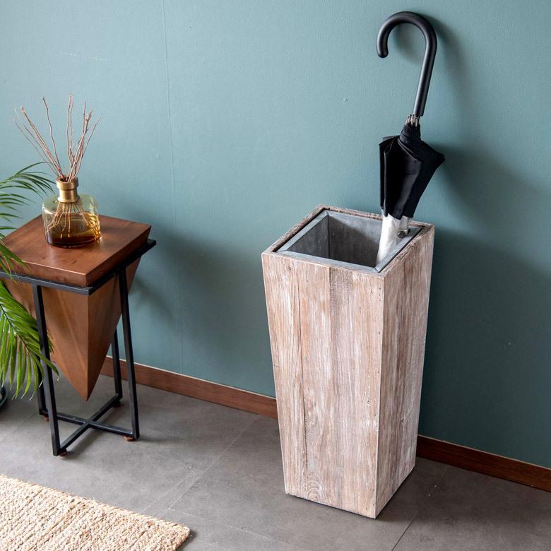 傘立て スリム 角型 古木風仕上げ 木製 ホワイトウォッシュ W 約 24.5cm D 24.5cm H 55cm 51257-wh |  | 05