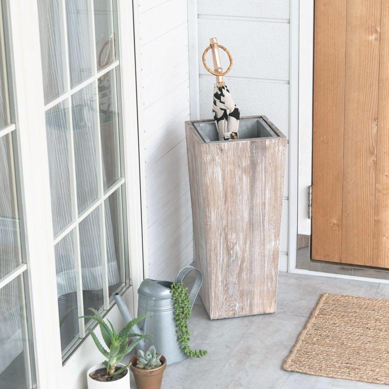 傘立て スリム 角型 古木風仕上げ 木製 ホワイトウォッシュ W 約 24.5cm D 24.5cm H 55cm 51257-wh |  | 08