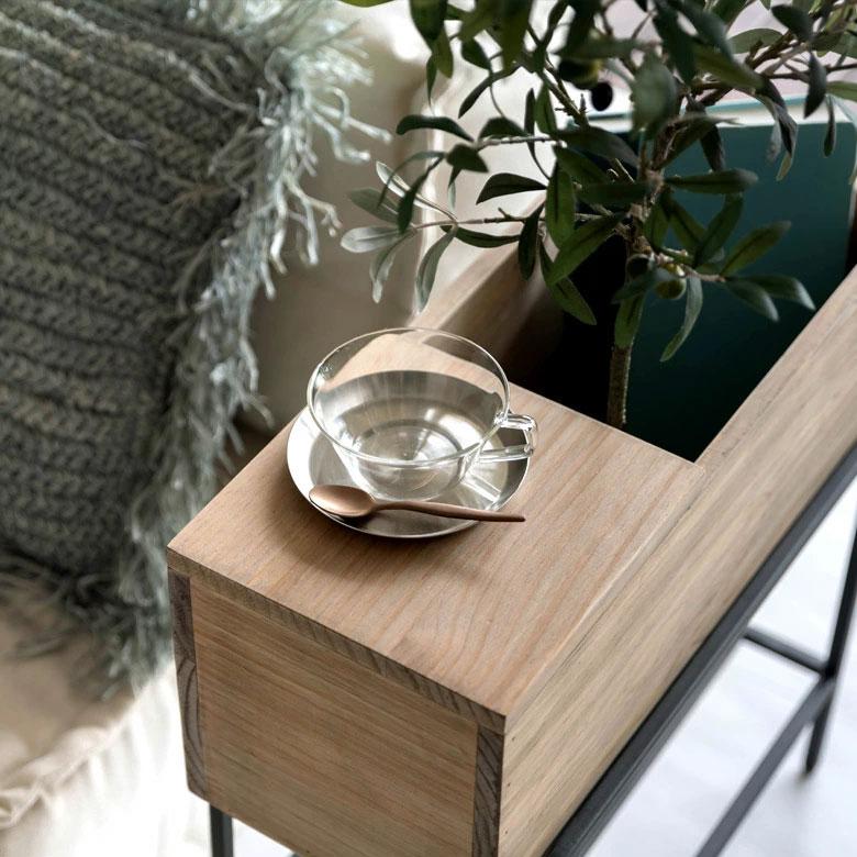 プランター スタンド 脚付き シェルフ アイアン 木 製 ウッド 幅 50.4