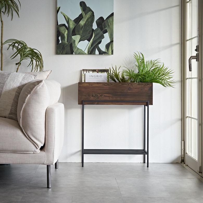 プランター スタンド 脚付き シェルフ アイアン 木 製 ウッド 幅 62.4cm ラック カバー サイド テーブル 大型 おしゃれ 北欧 家具 インテリア アジアン e-51 | ブランド登録なし | 13