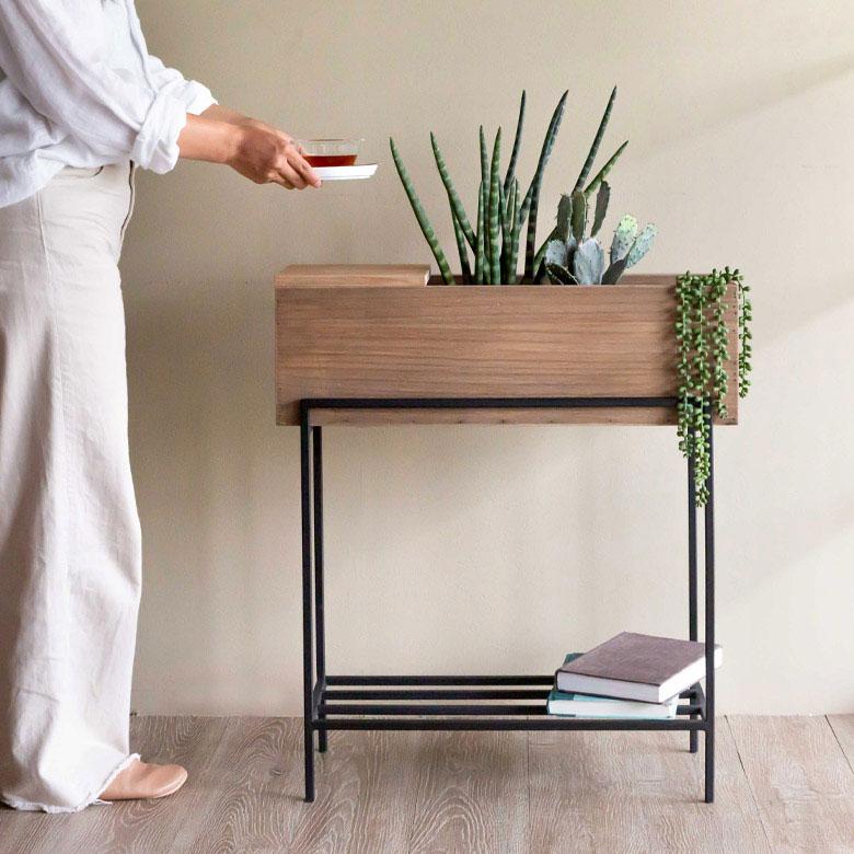 プランター スタンド 脚付き シェルフ アイアン 木 製 ウッド 幅 62.4cm ラック カバー サイド テーブル 大型 おしゃれ 北欧 家具 インテリア アジアン e-51 | ブランド登録なし | 17