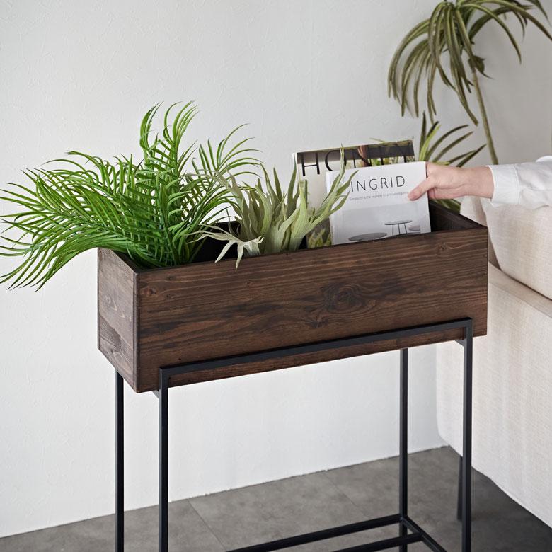 プランター スタンド 脚付き シェルフ アイアン 木 製 ウッド 幅 62.4cm ラック カバー サイド テーブル 大型 おしゃれ 北欧 家具 インテリア アジアン e-51 | ブランド登録なし | 04