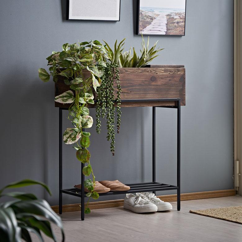 プランター スタンド 脚付き シェルフ アイアン 木 製 ウッド 幅 62.4cm ラック カバー サイド テーブル 大型 おしゃれ 北欧 家具 インテリア アジアン e-51 | ブランド登録なし | 07