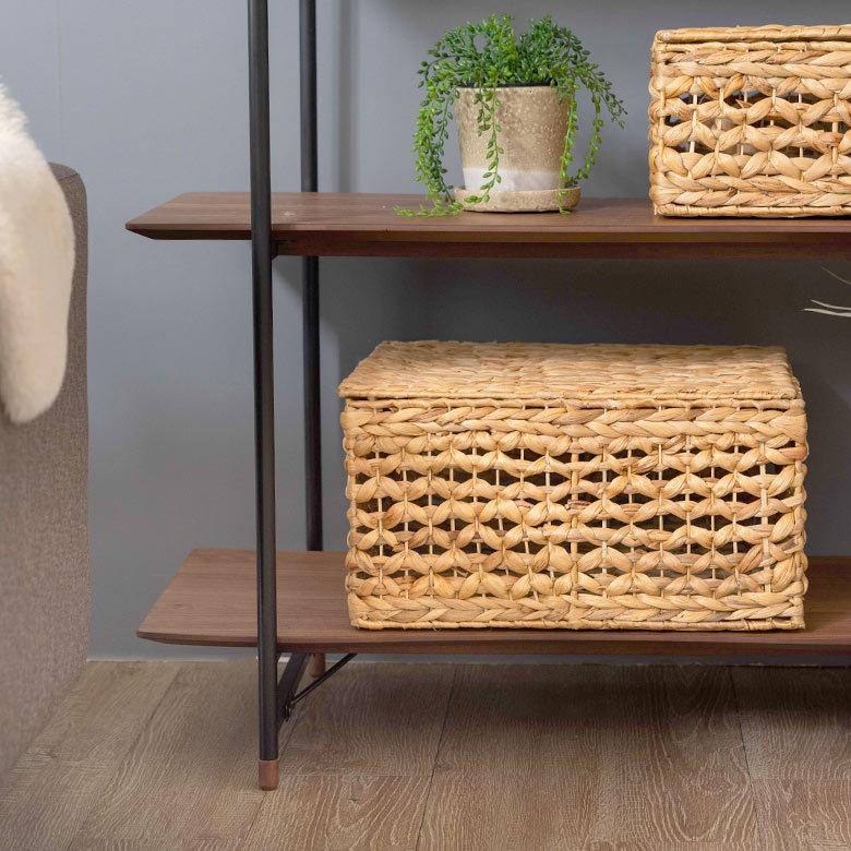 かご バスケット ウォーターヒヤシンス Lサイズ ふた付き 蓋付き 約 W 43cm D 35cm H 23cm 51279 |  | 02