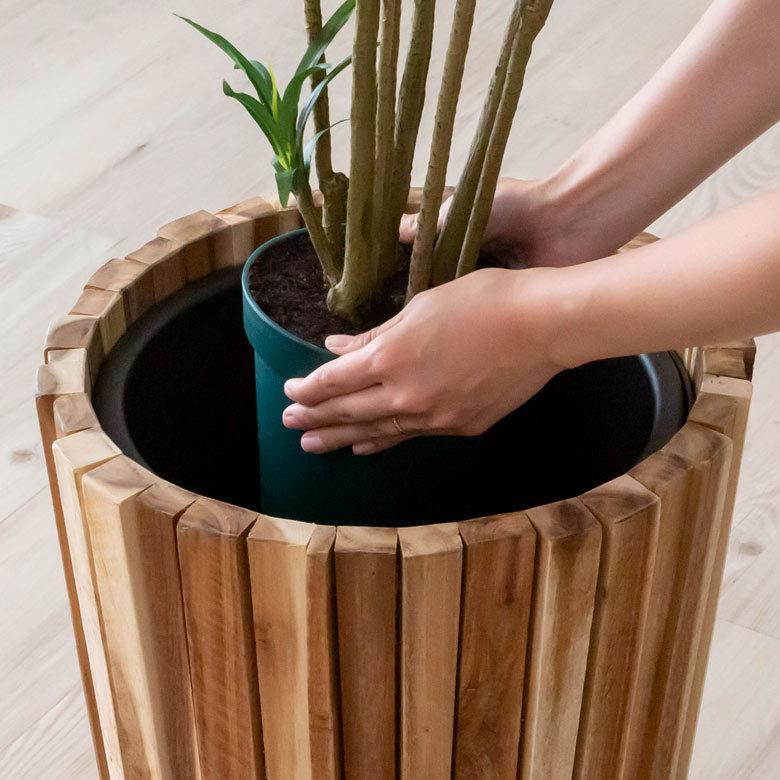 プランターカバー ウッドプランター ボックス カバー Mサイズ 7号鉢 W 36cm D 36cm H 40cm 天然木 木製 観葉植物 51284の画像