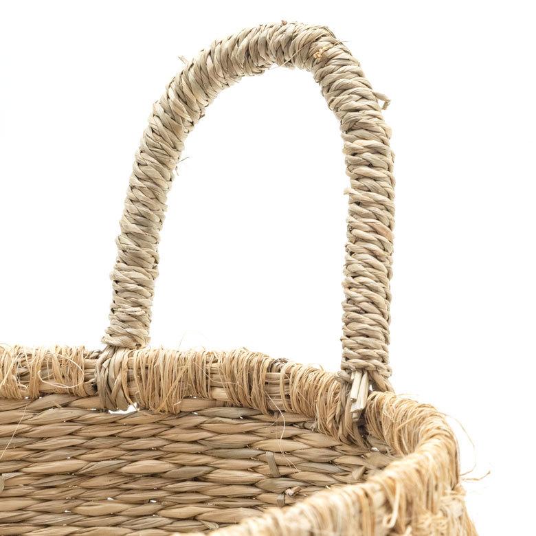 バスケット かご Mサイズ フリンジ シーグラス ラウンド W 25cm D 25cm H 22cm 51290 |  | 09