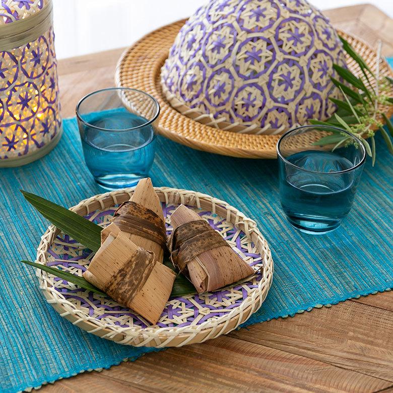 トレイ バンブー プレート 直径 約 20cm ブラウン ブラック アイボリー