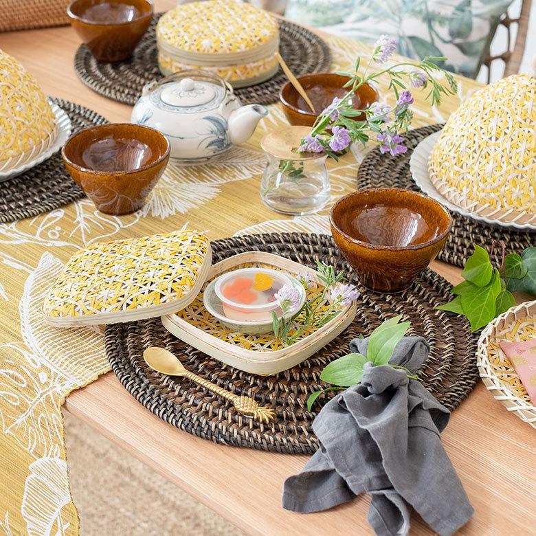収納ボックス バンブー 蓋つき ボックス ケース W 16cm D 16cm H 5cm ブラウン ブラック アイボリー ライトブルー パープル 51313 |  | 01